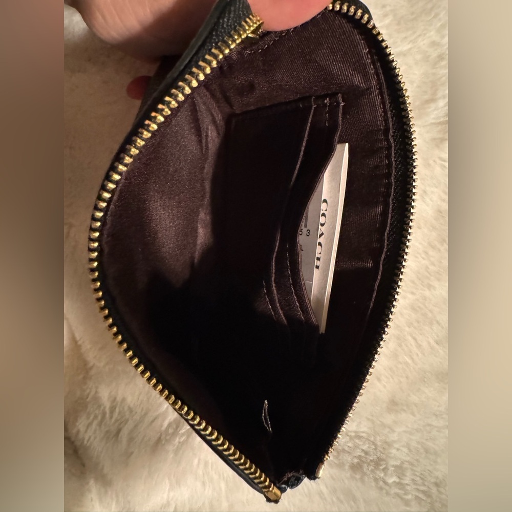 Coach Corner Zip Wristlet in Black Leather With Crystal - Picture 4 of 4